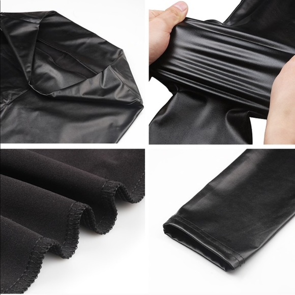 1 LEFT!! Faux-Leather Matte Black Legging OSFM - Picture 4 of 6